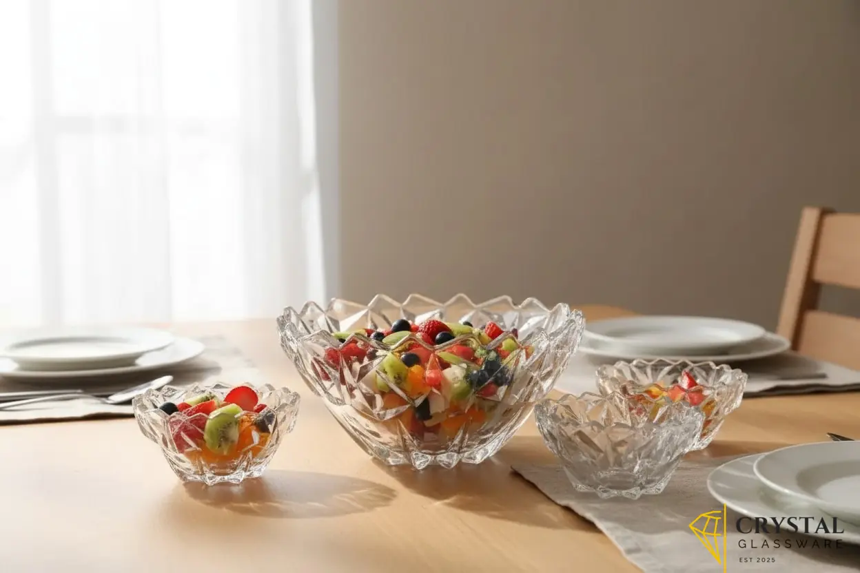 Delisoga 7-Piece Elegant Glassware Set - Clear Glass Ice Cream and Fruit Serving Set